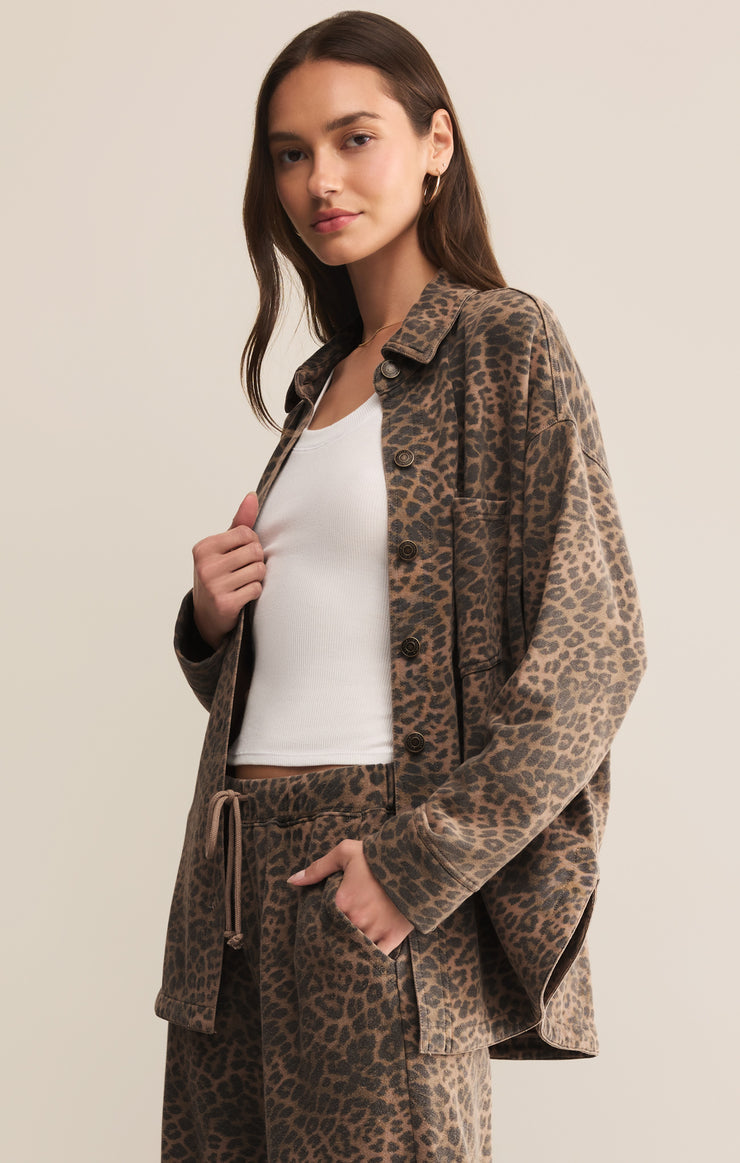 Z SUPPLY All Day Leopard Knit Shirt Jacket-The Shop Laguna Beach