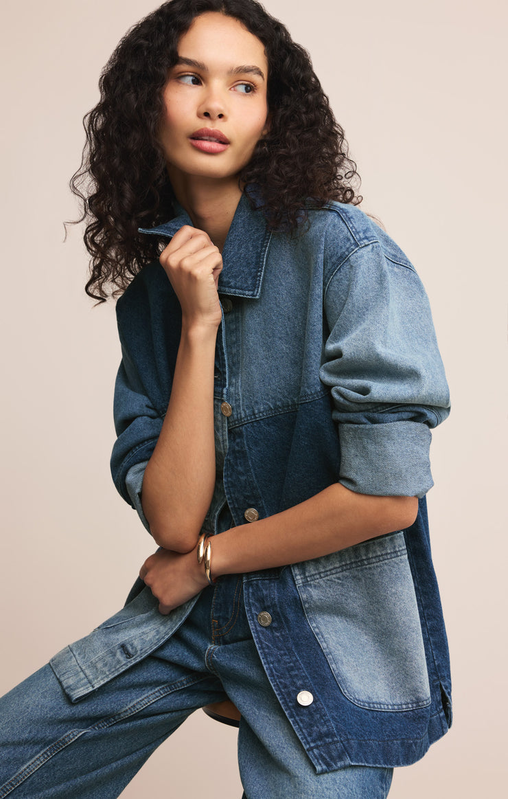 Z SUPPLY On the Road Colorblock Denim Jacket-The Shop Laguna Beach