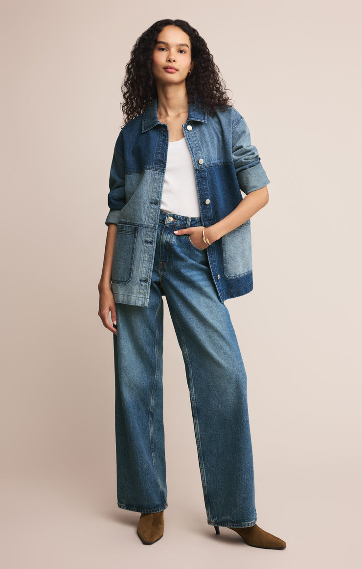 Z SUPPLY On the Road Colorblock Denim Jacket-The Shop Laguna Beach