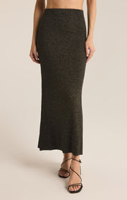 Z SUPPLY Goldie Metallic Rib Midi Skirt-The Shop Laguna Beach