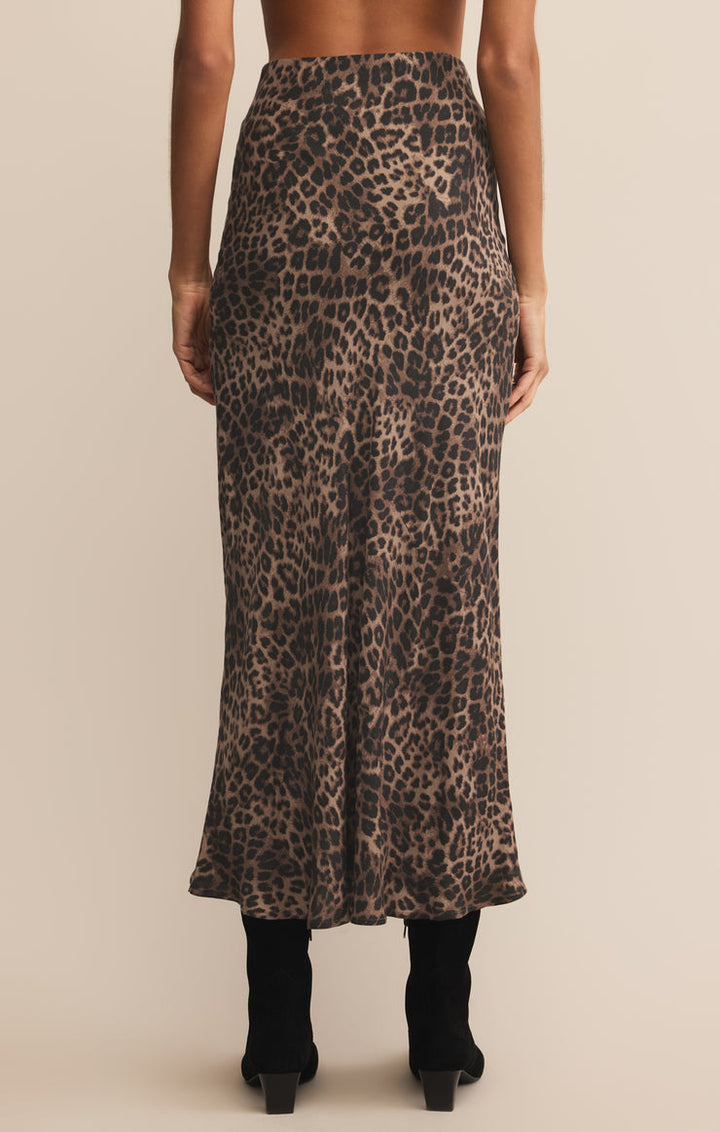 Z SUPPLY Izabel Leopard Satin Skirt-The Shop Laguna Beach