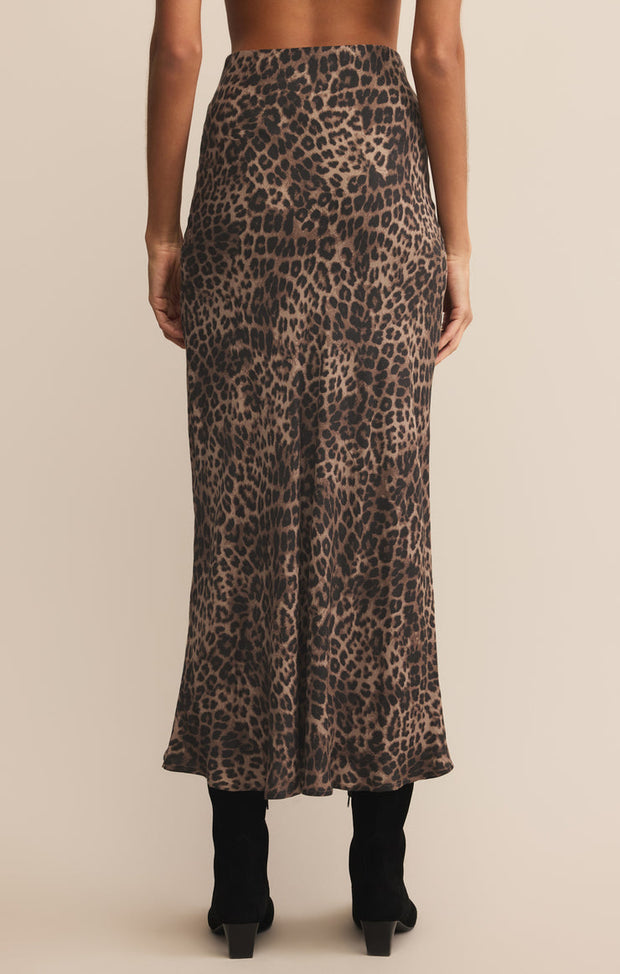 Z SUPPLY Izabel Leopard Satin Skirt-The Shop Laguna Beach