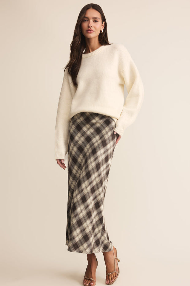 Z SUPPLY Europa Plaid Flannel Midi Skirt-The Shop Laguna Beach