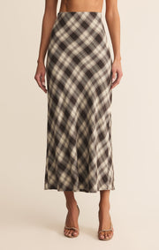Z SUPPLY Europa Plaid Flannel Midi Skirt-The Shop Laguna Beach