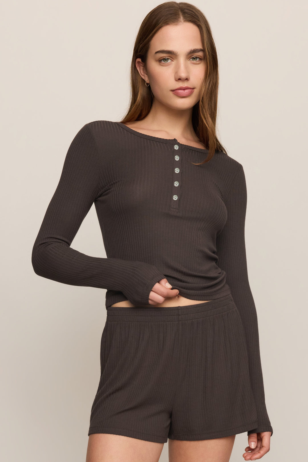 Z SUPPLY Just Right Rib Henley Tee-The Shop Laguna Beach