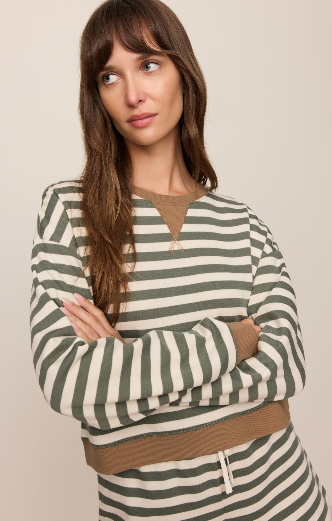Z SUPPLY Low Key Stripe Crew Fleece Pullover-The Shop Laguna Beach