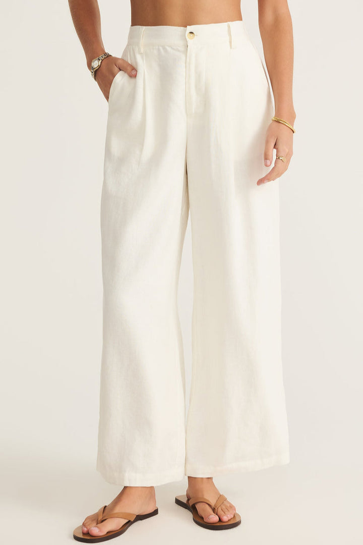 Z SUPPLY Topanga Wide-Leg Linen Trouser Pant-The Shop Laguna Beach
