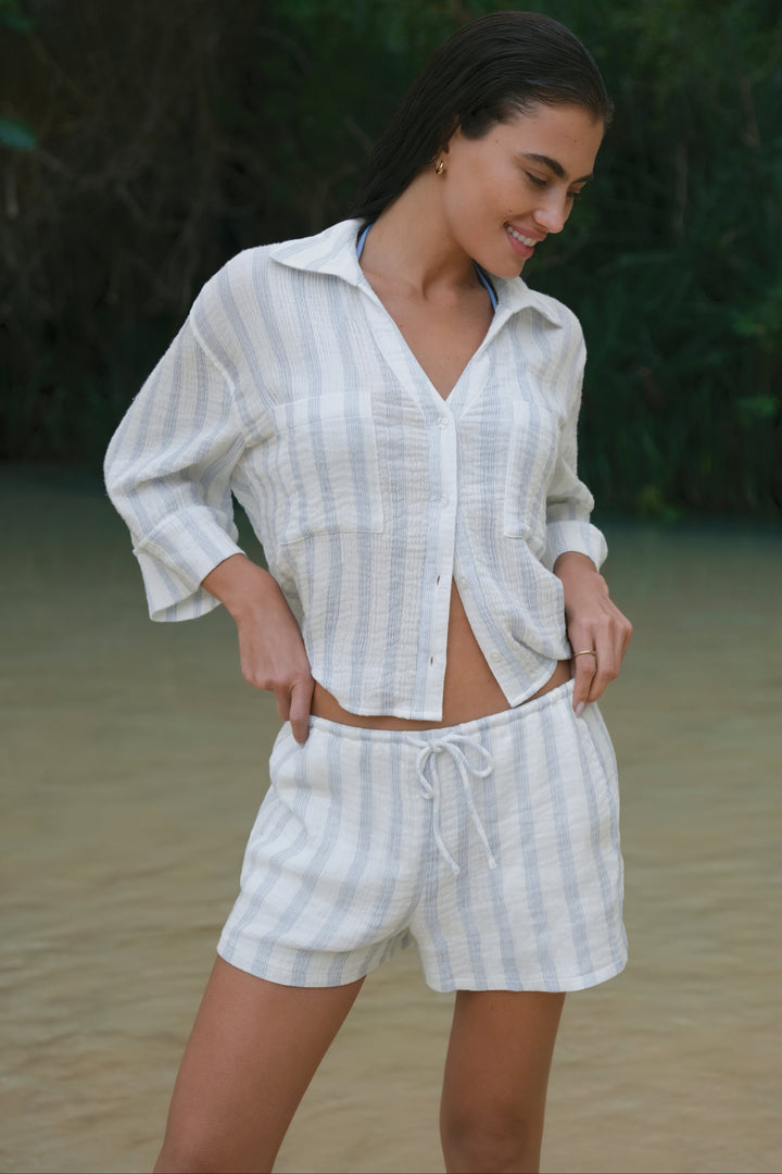 Z SUPPLY Daylight Striped Airy Gauze Shorts-The Shop Laguna Beach