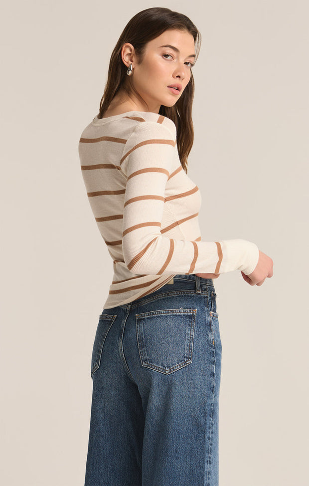 Z SUPPLY Scarlett Rib Stripe Henley Tee-The Shop Laguna Beach