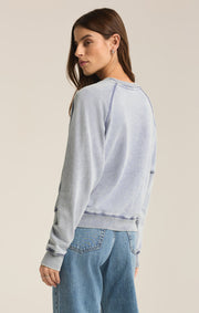 Z SUPPLY Saldana Knit Denim Crew Sweatshirt-The Shop Laguna Beach