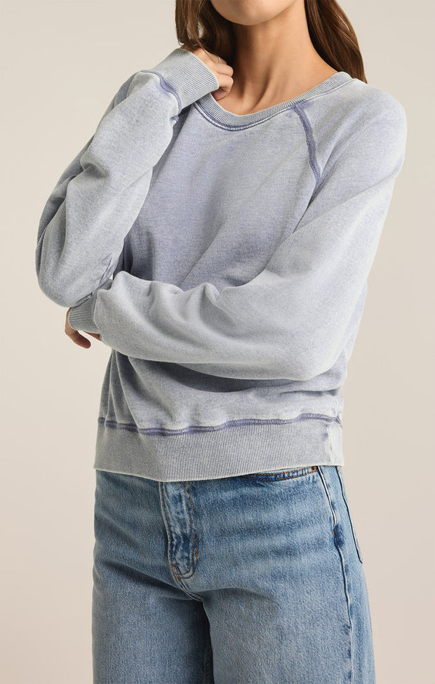 Z SUPPLY Saldana Knit Denim Crew Sweatshirt-The Shop Laguna Beach