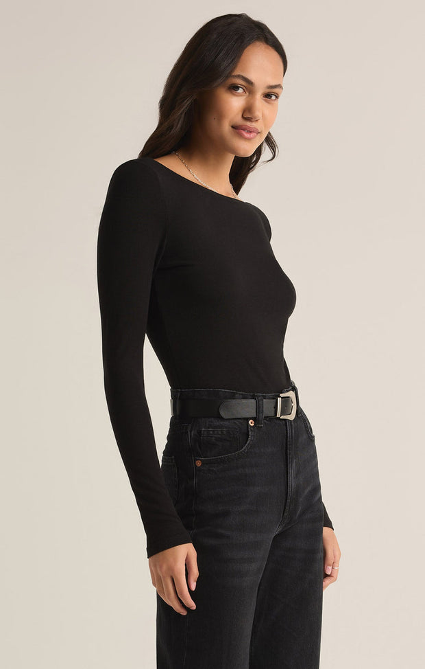 Z SUPPLY Baela Long Sleeve Rib Bodysuit-The Shop Laguna Beach