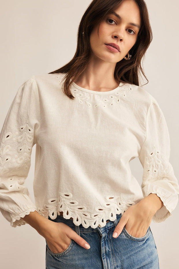 Z SUPPLY Ambroise Embroidered Linen Top