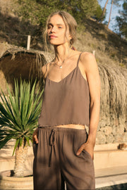 Z SUPPLY Sabel Linen Crop Tank-The Shop Laguna Beach
