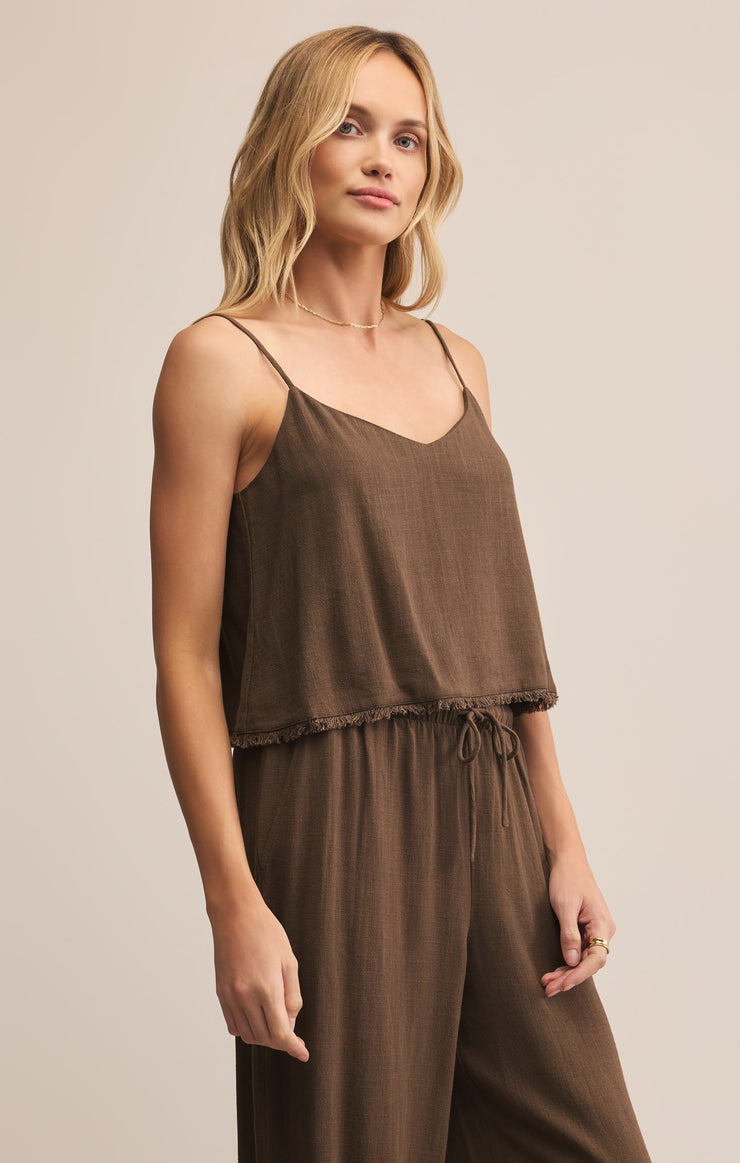 Z SUPPLY Sabel Linen Crop Tank-The Shop Laguna Beach