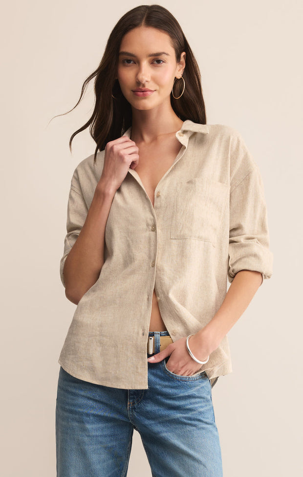 Z SUPPLY Alfie Linen Button-Up Shirt-The Shop Laguna Beach