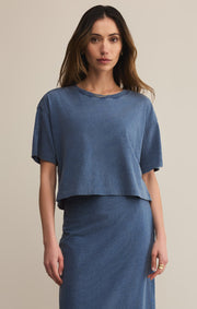 Z SUPPLY On the Go Jersey Denim Tee-The Shop Laguna Beach