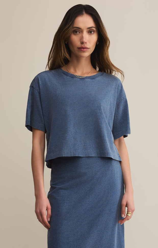 Z SUPPLY On the Go Jersey Denim Tee-The Shop Laguna Beach