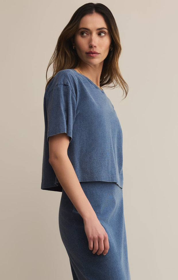 Z SUPPLY On the Go Jersey Denim Tee-The Shop Laguna Beach