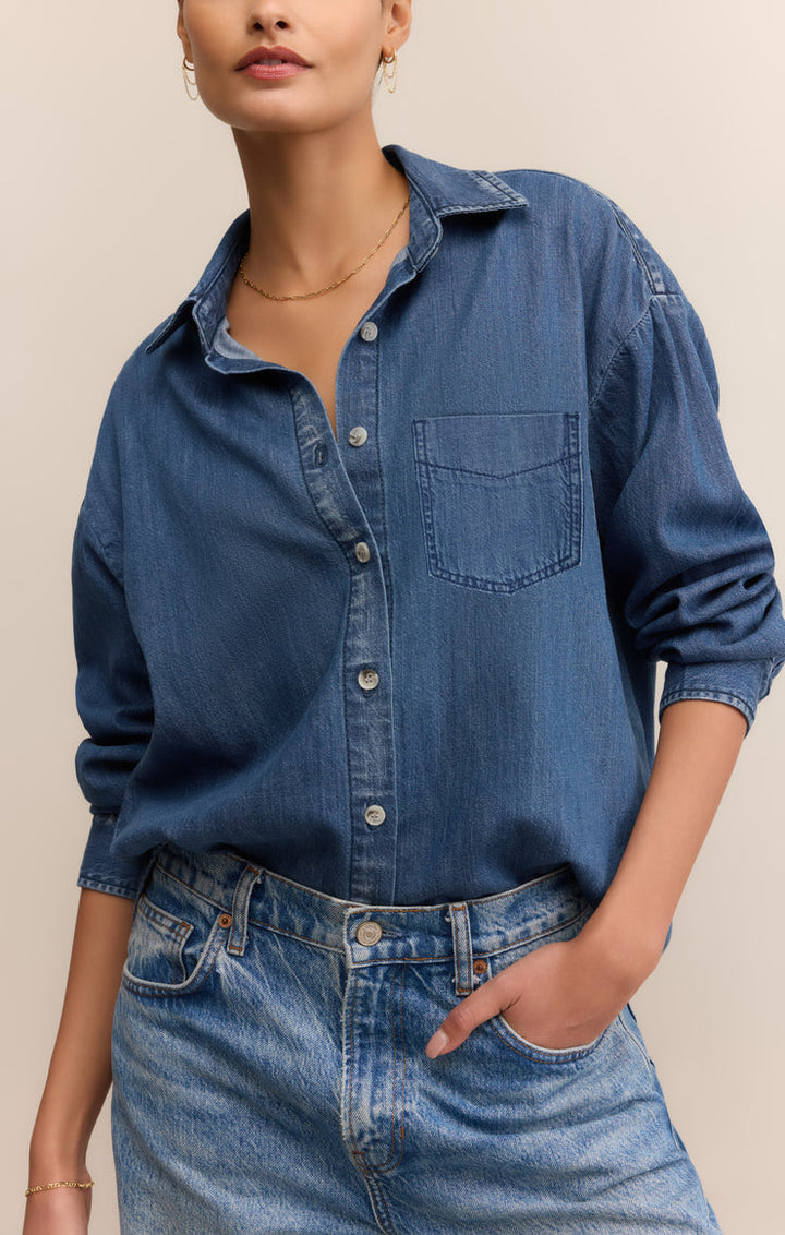 Z SUPPLY Atwood Lightweight Denim Buttoned Shirt-The Shop Laguna Beach