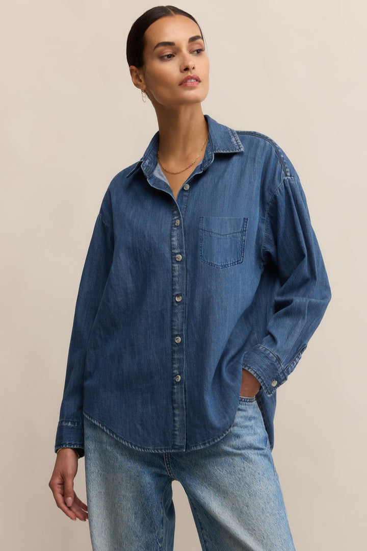 Z SUPPLY Atwood Lightweight Denim Buttoned Shirt-The Shop Laguna Beach