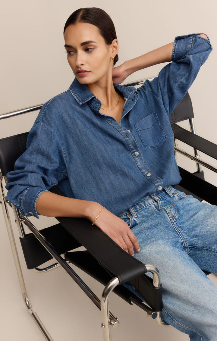 Z SUPPLY Atwood Lightweight Denim Buttoned Shirt-The Shop Laguna Beach