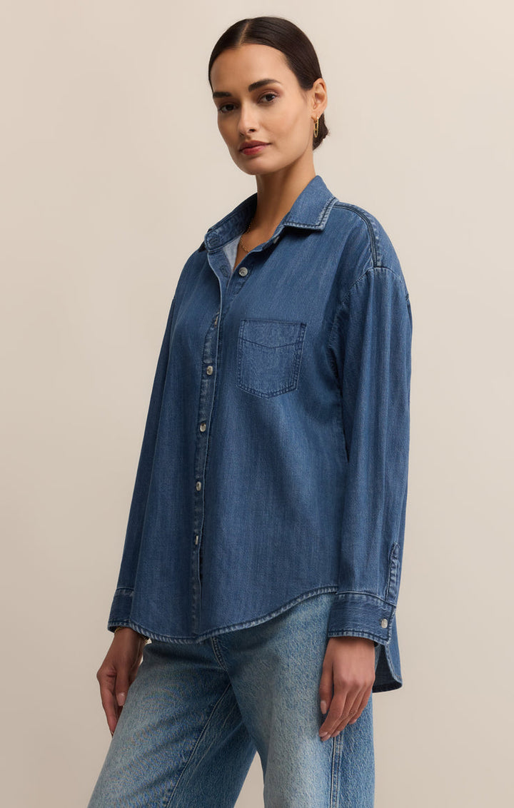 Z SUPPLY Atwood Lightweight Denim Buttoned Shirt-The Shop Laguna Beach