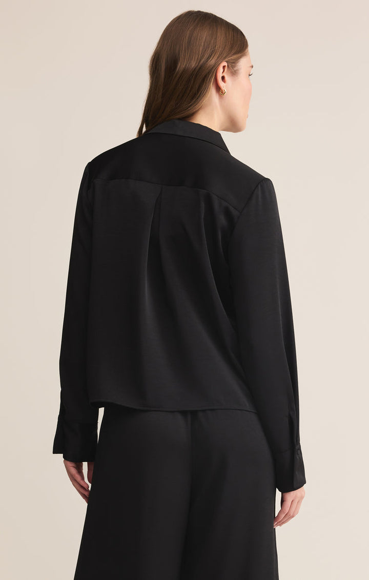 Z SUPPLY Ana Satin Long Sleeve Shirt-The Shop Laguna Beach
