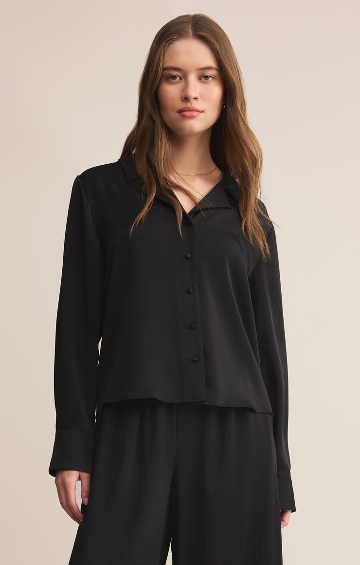 Z SUPPLY Ana Satin Long Sleeve Shirt-The Shop Laguna Beach