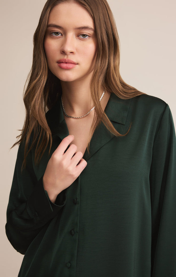 Z SUPPLY Ana Satin Long Sleeve Shirt - More Colors Available-The Shop Laguna Beach