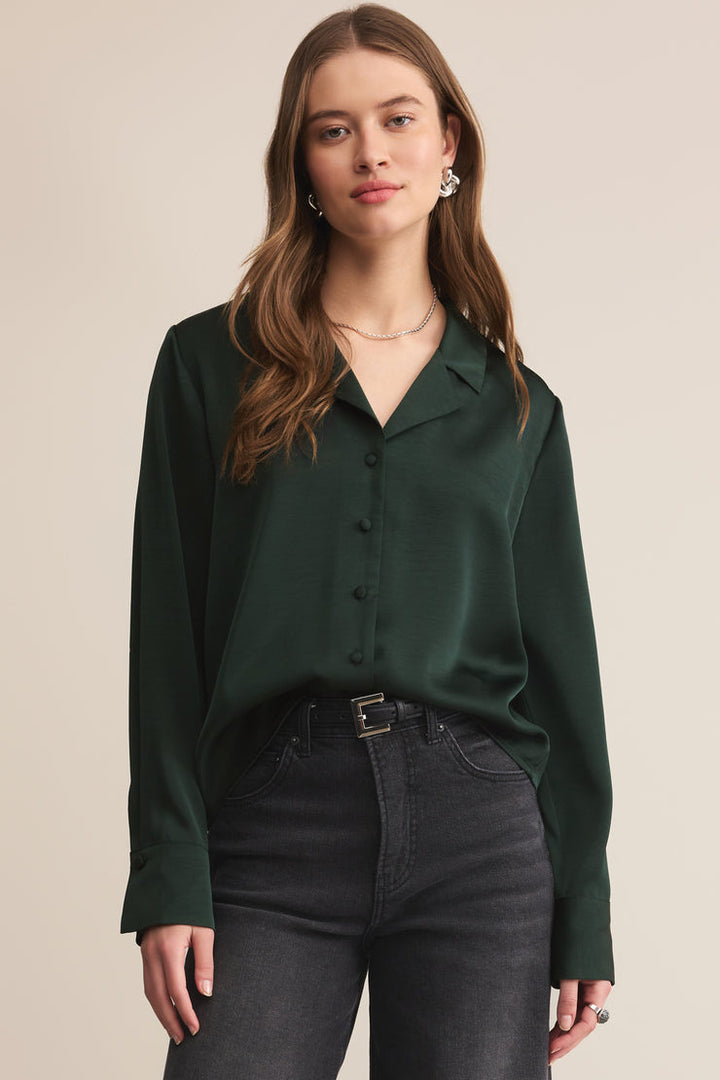 Z SUPPLY Ana Satin Long Sleeve Shirt - More Colors Available-The Shop Laguna Beach