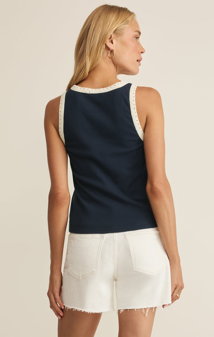 Z SUPPLY Clarke Crochet-Trim Rib Tank - More Colors Available-The Shop Laguna Beach