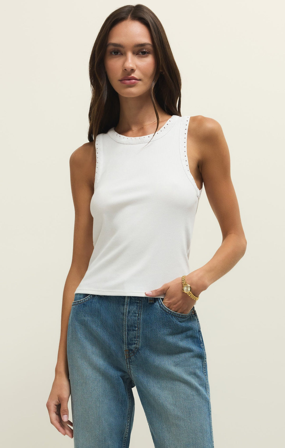 Z SUPPLY Clarke Crochet-Trim Rib Tank - More Colors Available-The Shop Laguna Beach