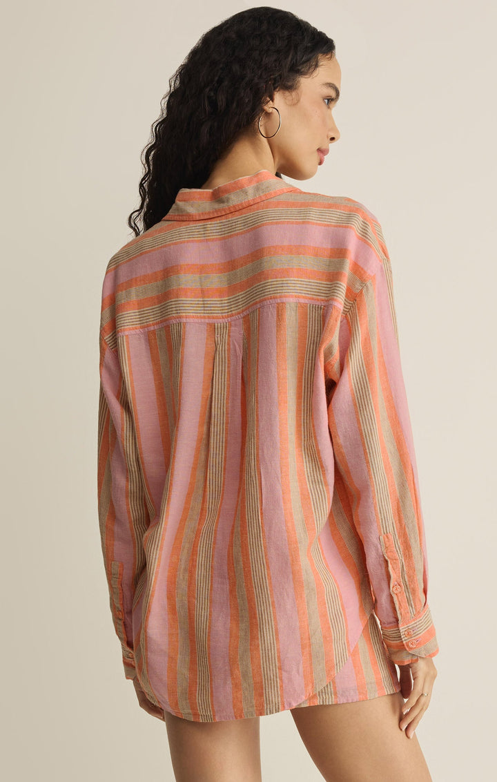 Z SUPPLY The Perfect Striped Linen Button-Up Shirt-The Shop Laguna Beach