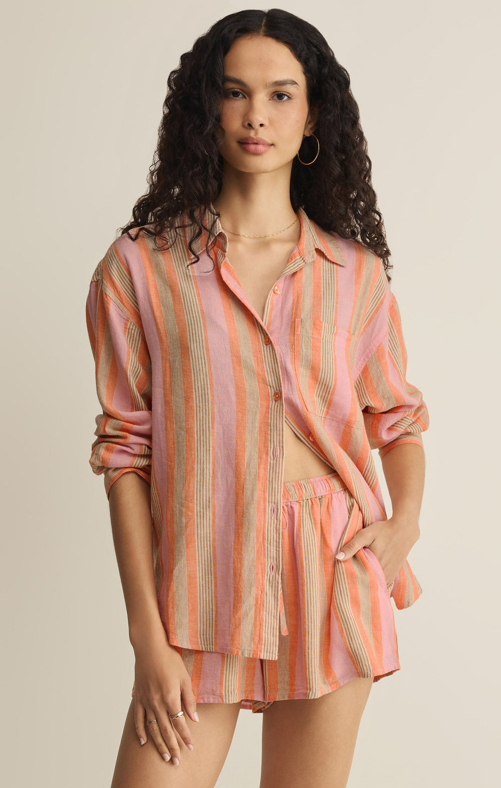 Z SUPPLY The Perfect Striped Linen Button-Up Shirt-The Shop Laguna Beach
