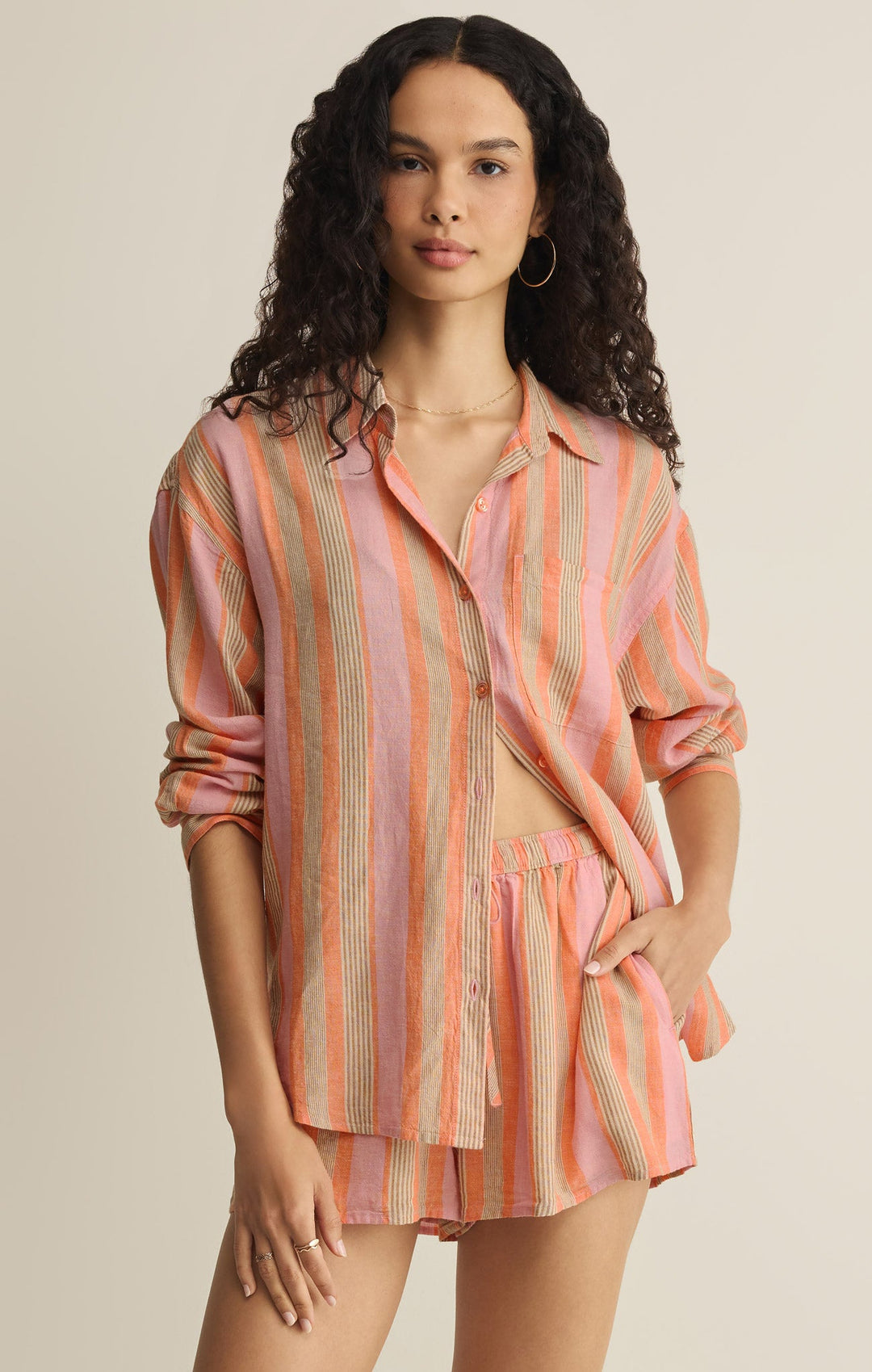 Z SUPPLY The Perfect Striped Linen Button-Up Shirt-The Shop Laguna Beach