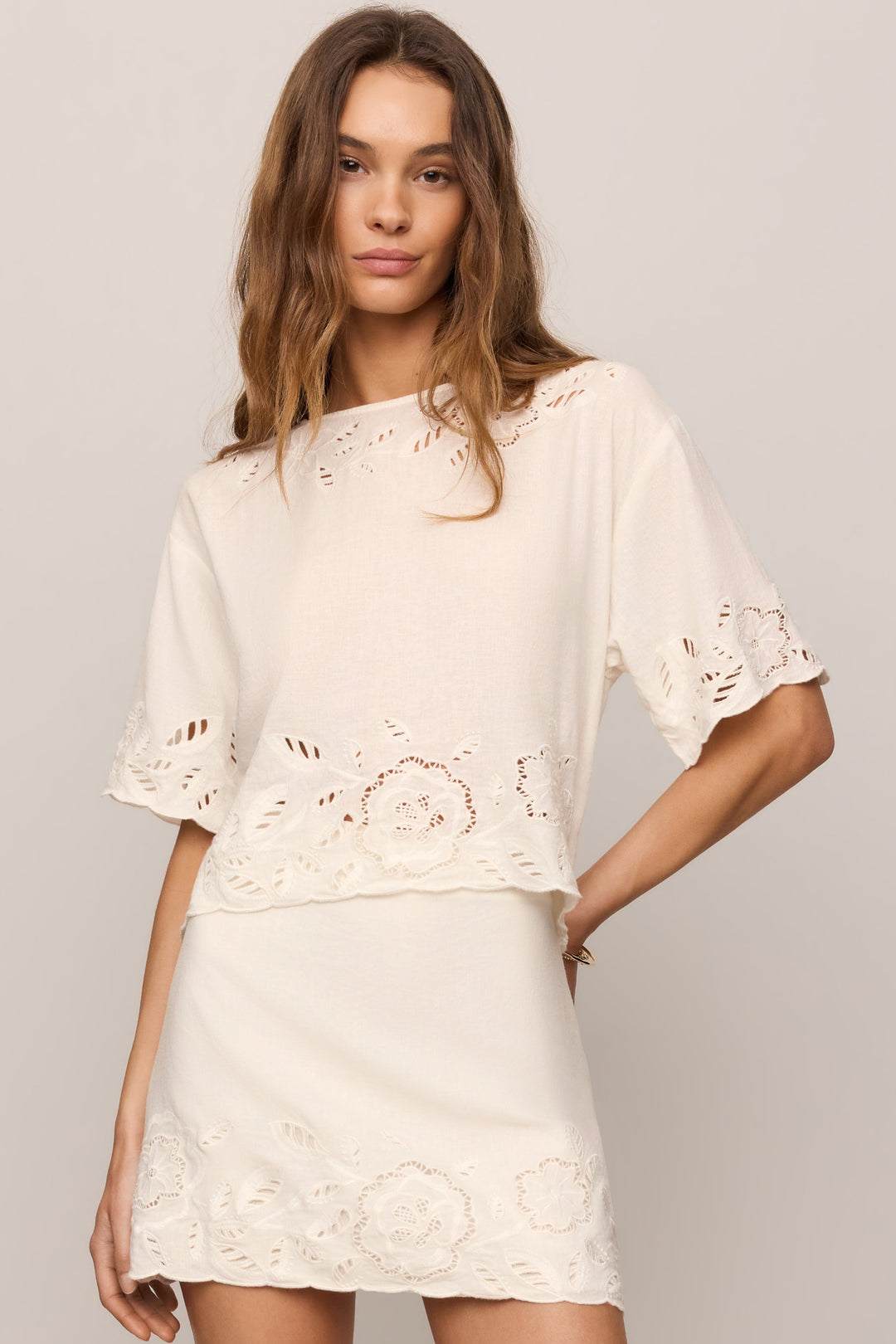 Z SUPPLY Daya Embroidered Linen Skirt