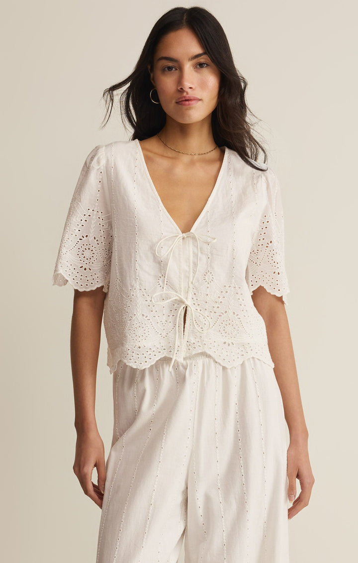 Z SUPPLY Oceanside Embroidered Tie Top-The Shop Laguna Beach