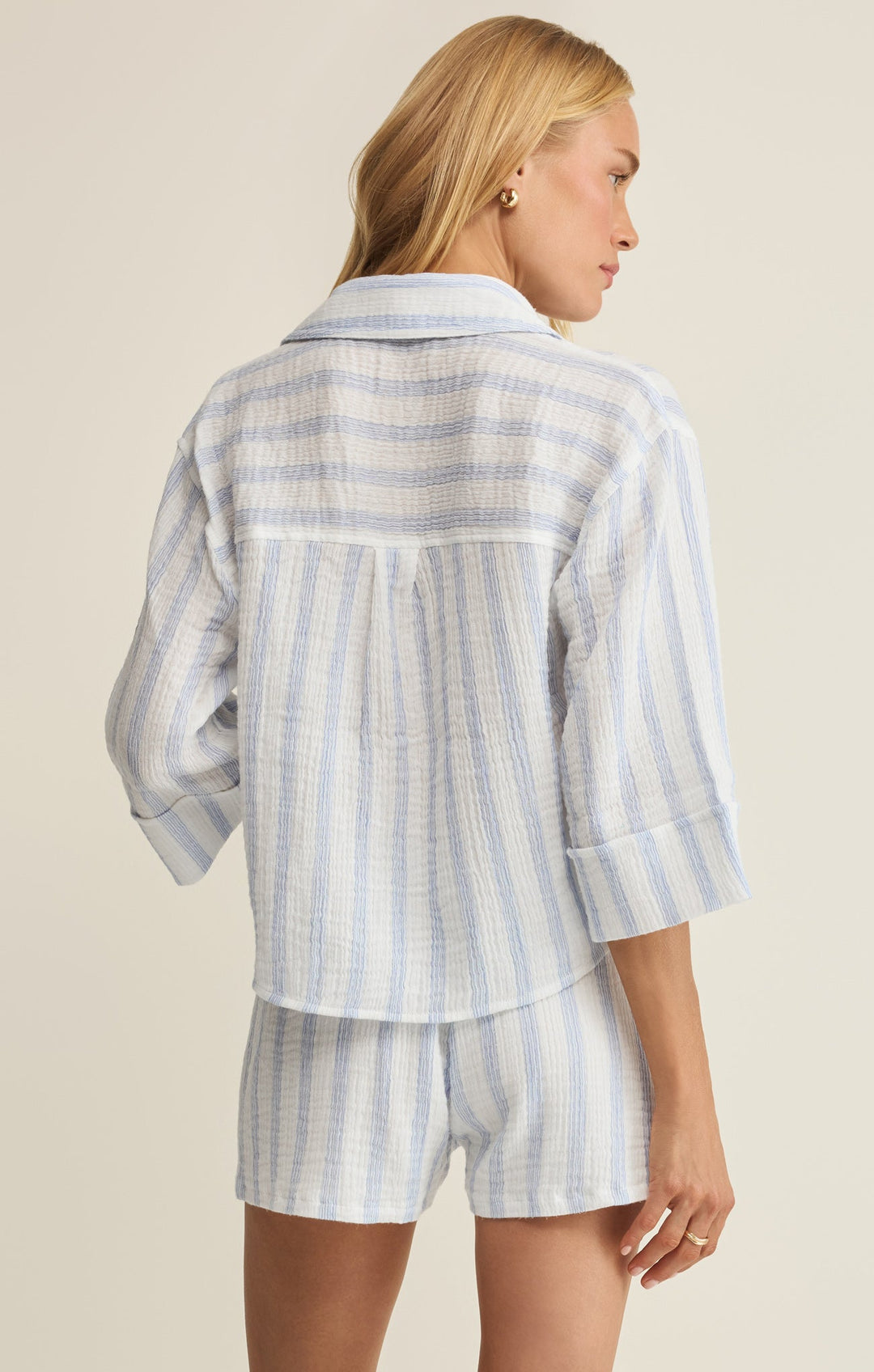 Z SUPPLY Helena Striped Airy Gauze Shirt-The Shop Laguna Beach