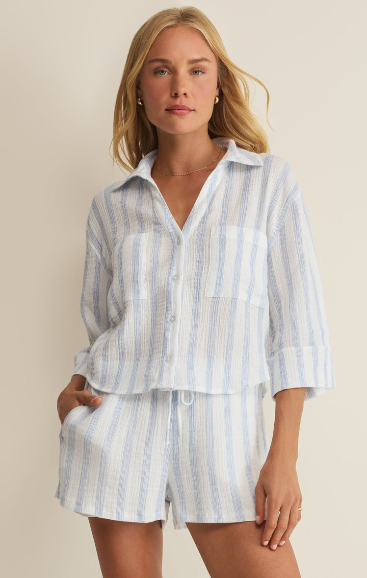 Z SUPPLY Daylight Striped Airy Gauze Shorts-The Shop Laguna Beach