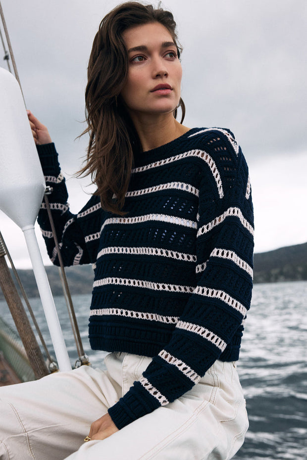 Z SUPPLY Estero Cropped Stripe Sweater-The Shop Laguna Beach