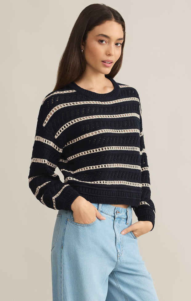 Z SUPPLY Estero Cropped Stripe Sweater-The Shop Laguna Beach