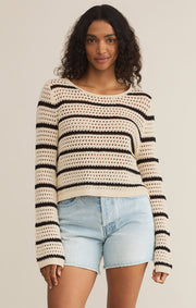 Z SUPPLY Kit Stripe Crochet Sweater-The Shop Laguna Beach