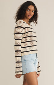 Z SUPPLY Kit Stripe Crochet Sweater-The Shop Laguna Beach