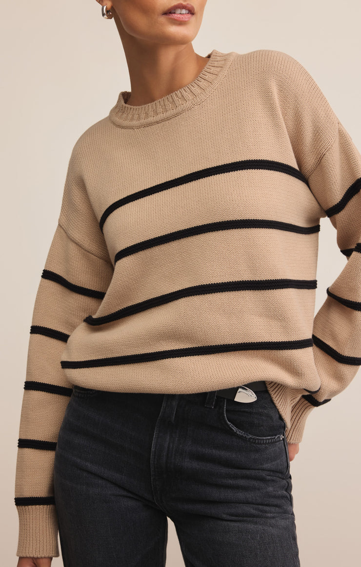 りーぬ Z SUPPLY Boyfriend Striped Sweater • Biscuit | The Shop