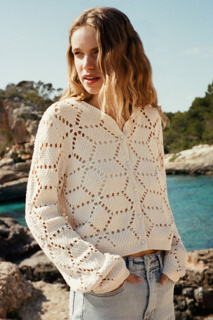 Z SUPPLY Rosalyn Diamond Cardigan Sweater-The Shop Laguna Beach