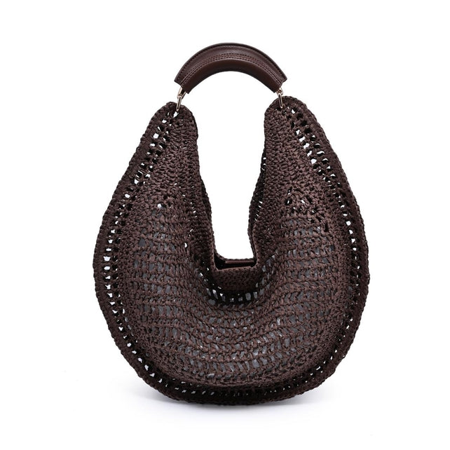 Camden Crochet Straw Hobo Bag - Chocolate-The Shop Laguna Beach