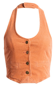 ROLLAS Cord Halter Vest - Rust-The Shop Laguna Beach