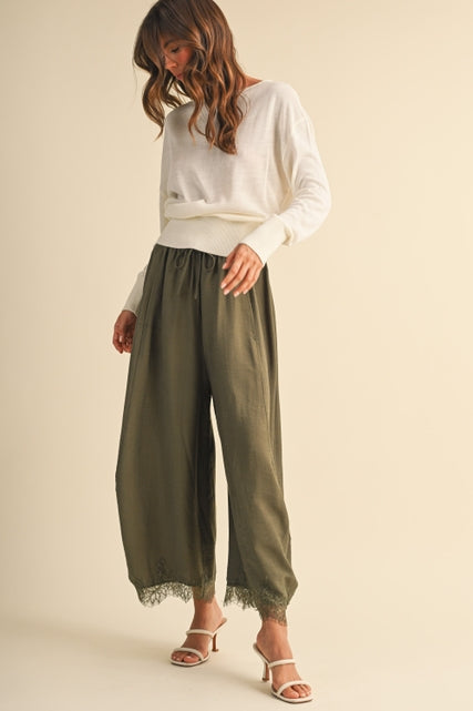 KEEN THE LABEL Darci Lace Trim Barrel Pant-The Shop Laguna Beach