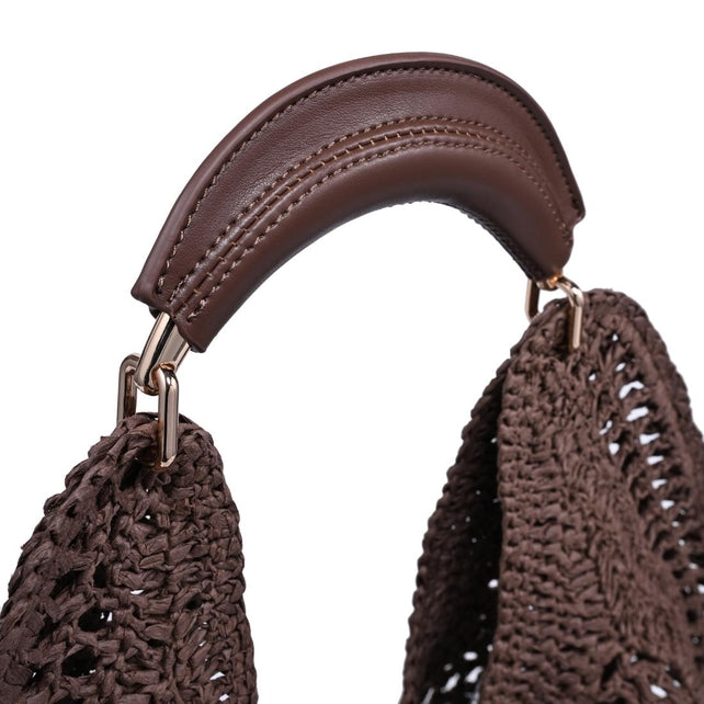 Camden Crochet Straw Hobo Bag - Chocolate-The Shop Laguna Beach